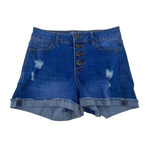 No Boundaries High Rise Cuffed Hem Distressed Jean Shorts Size 5 Women’s